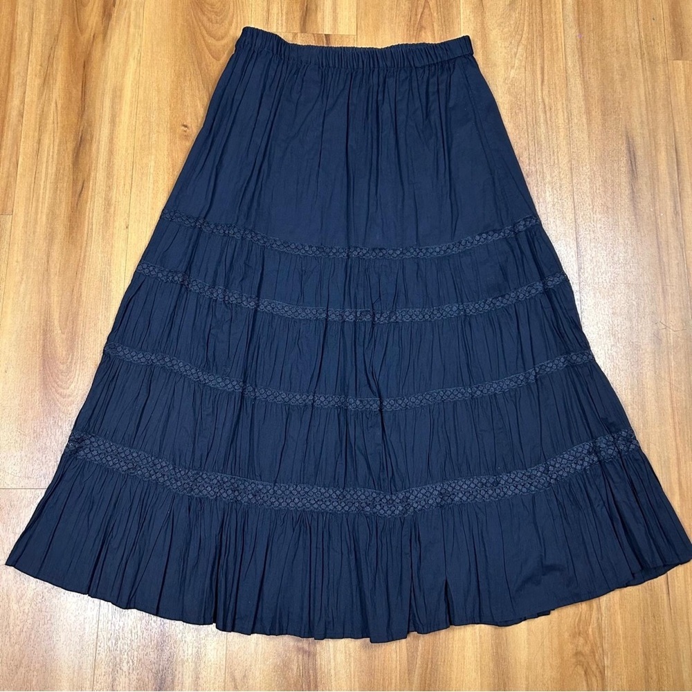 Rampage Black Maxi‎ A-Line Skirt with Tiered Pleats